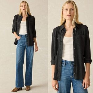 Faherty Legend Sweater Shirt Heather Black Twill Women’s Size XXL Shacket Fall